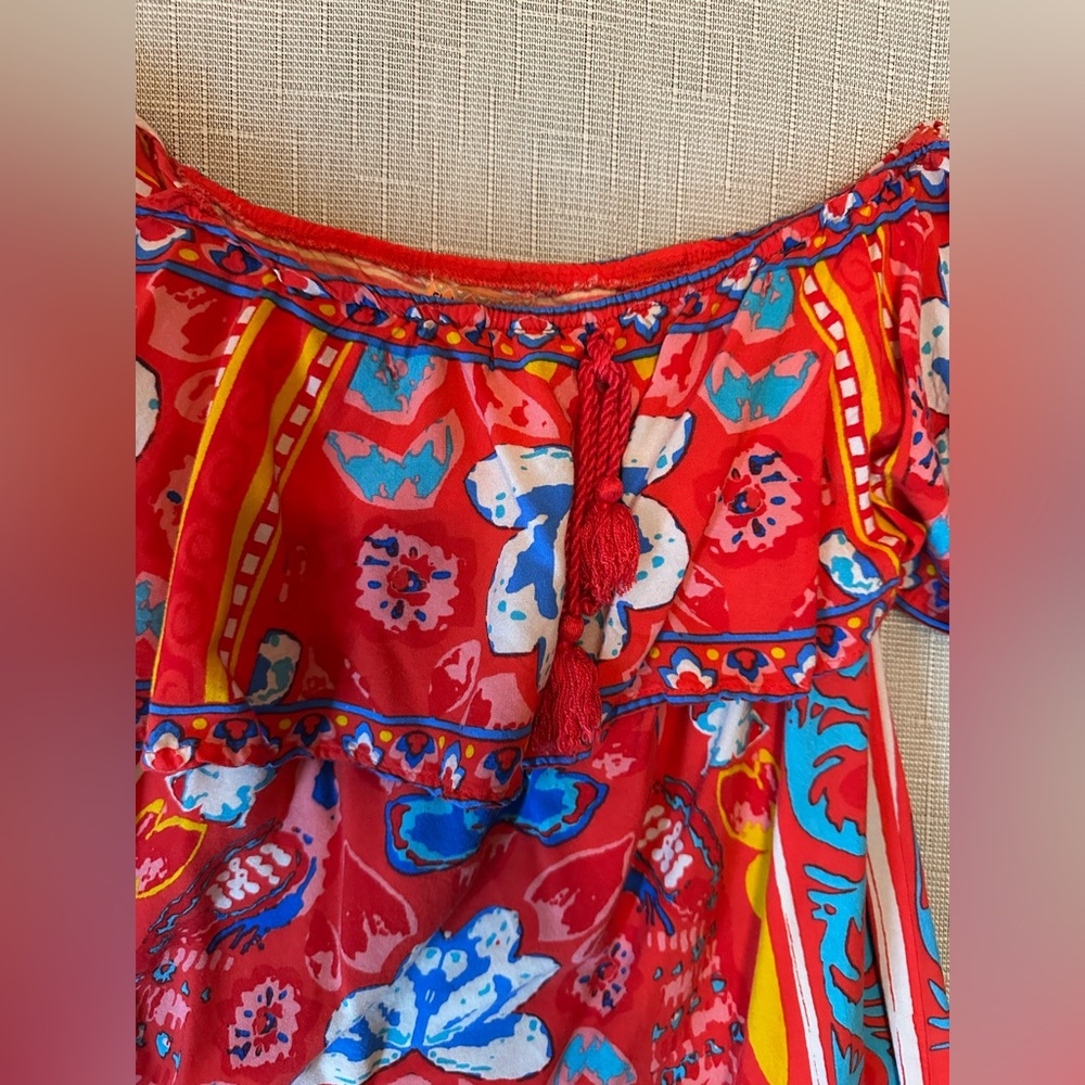 Flying Tomato Women’s Size L Off Shoulder Vibrant Colorful Short Boho Sundress - Picture 8 of 9